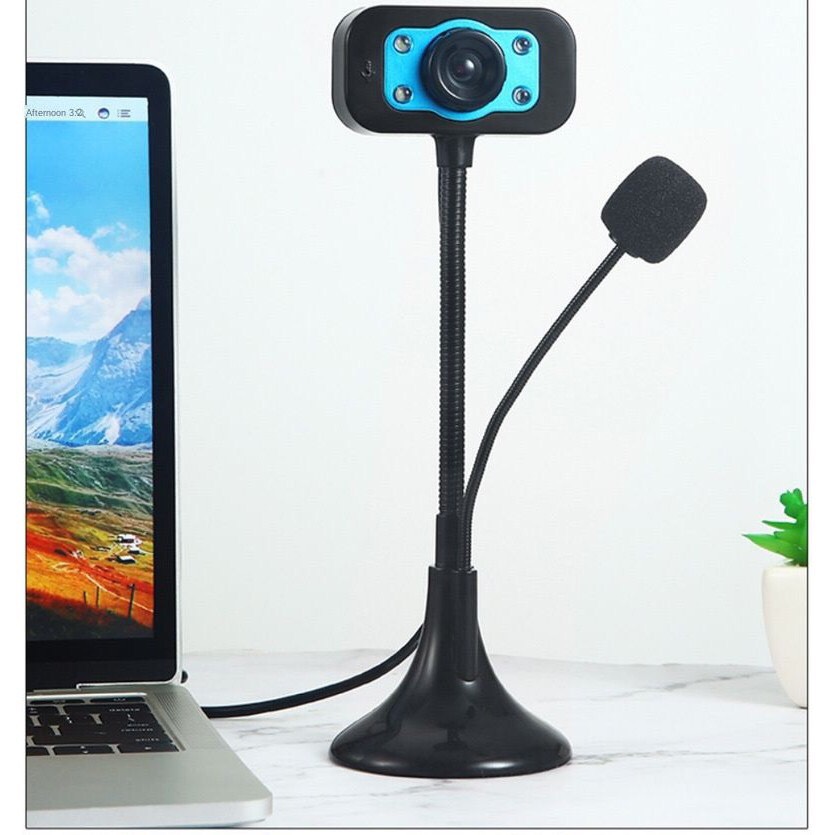 Webcam chân cao có mic dùng cho máy tính tich hợp đèn led dùng học zom học online