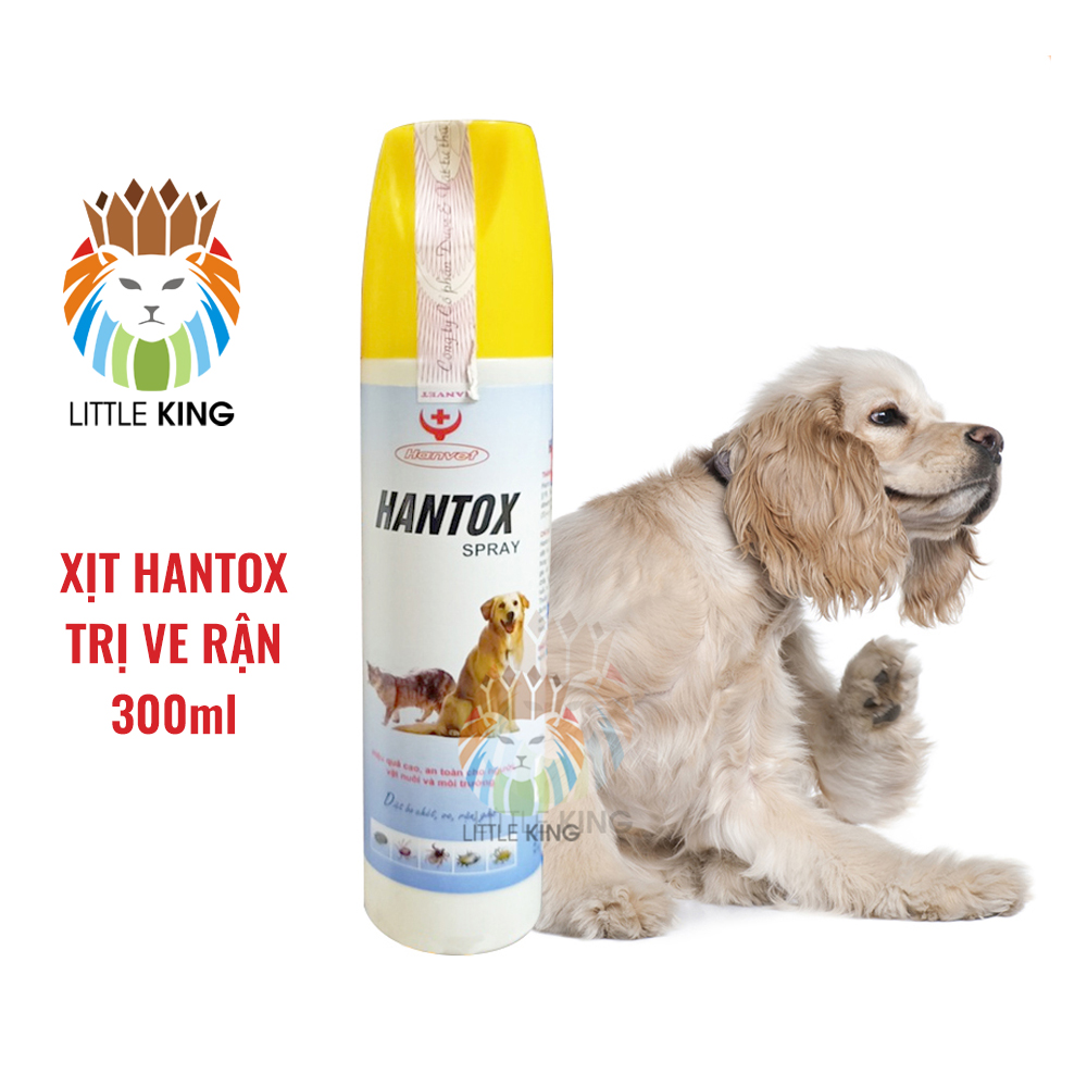 Hantox spray 300ml Chai xịt ngoài da diệt ve rận bọ chét ký sinh trùng cho chó mèo thú cưng - Little King pet shop