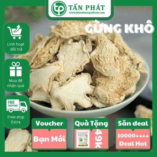 Gừng sấy khô thái lát Tấn Phát 500g - Chuyên dùng để pha trà và sắc nước uống cực kỳ hiệu quả