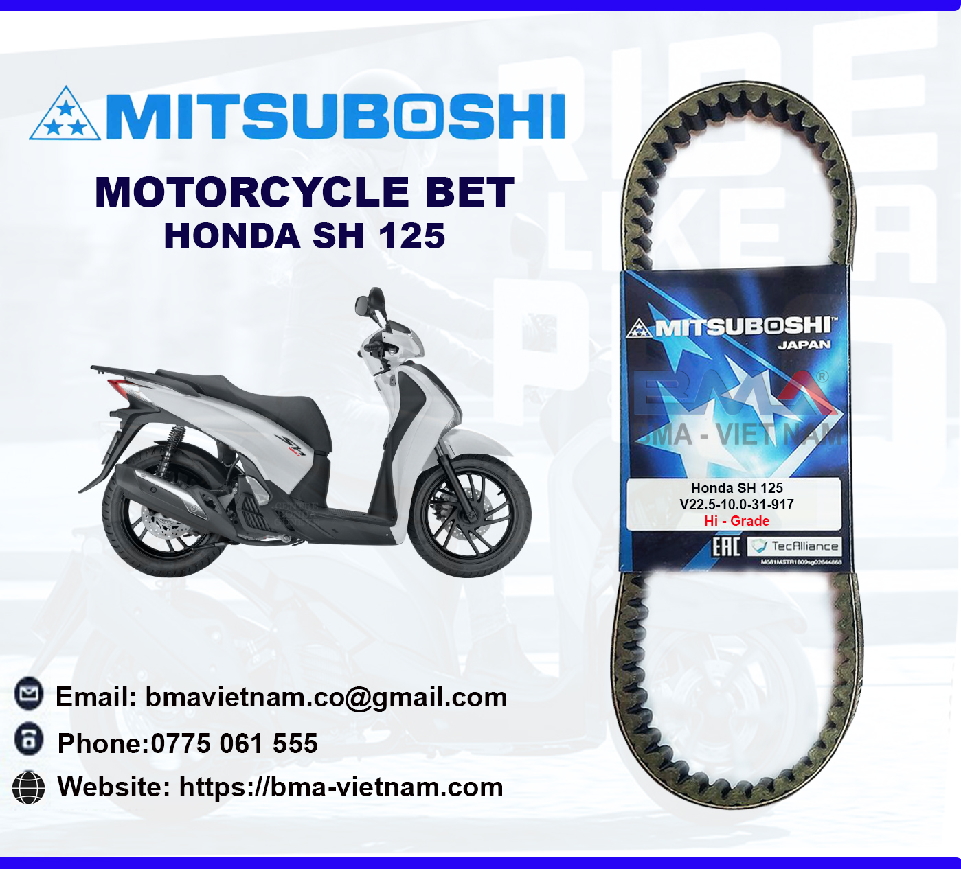 Dây curoa mitsuboshi cho xe honda sh 125i/150i