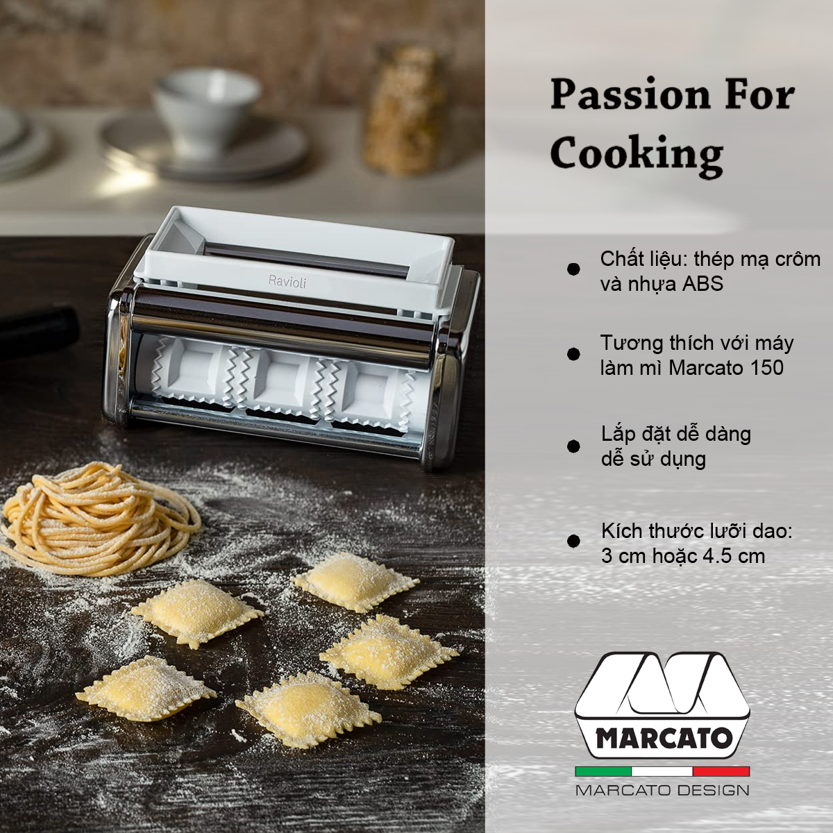 Marcato phụ kiện làm ravioli cho máy cán mì atlas 150 xuất xứ ý