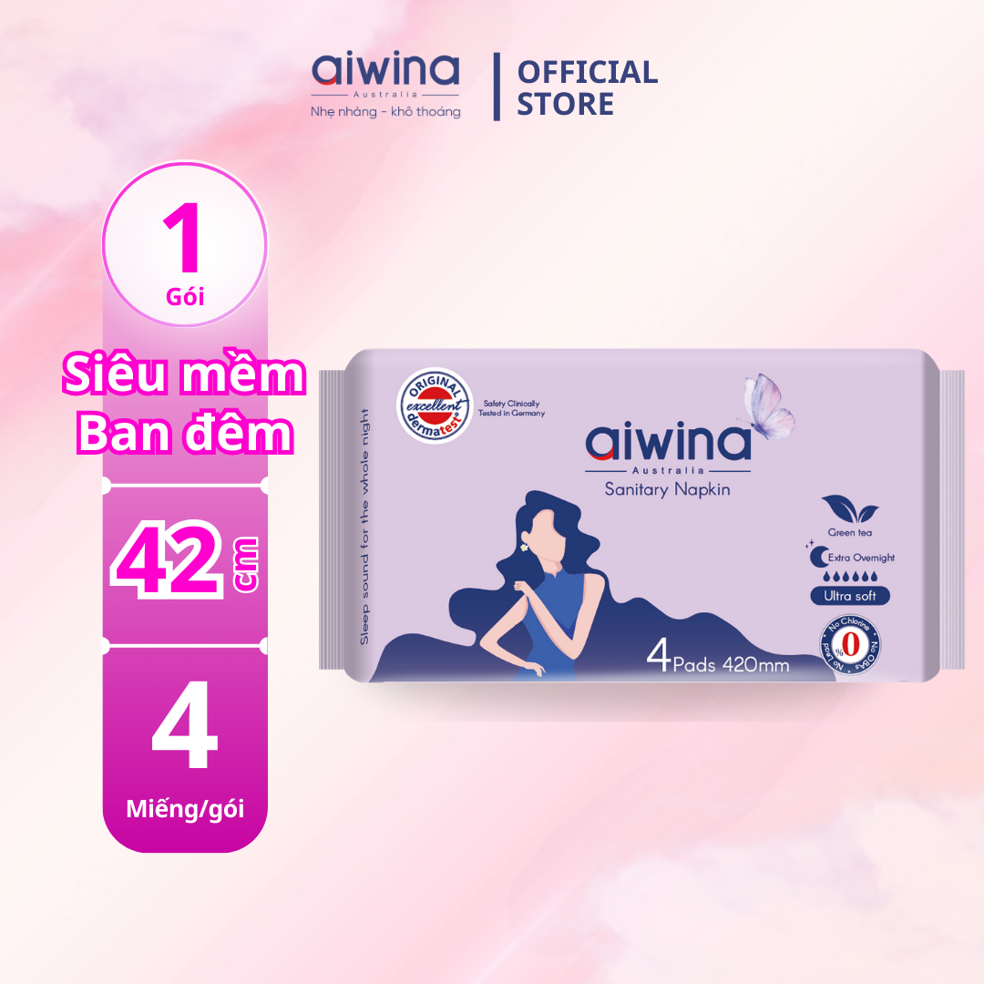 Aiwina 4-pack ultra soft thin 42cm night vision sanitary napkins