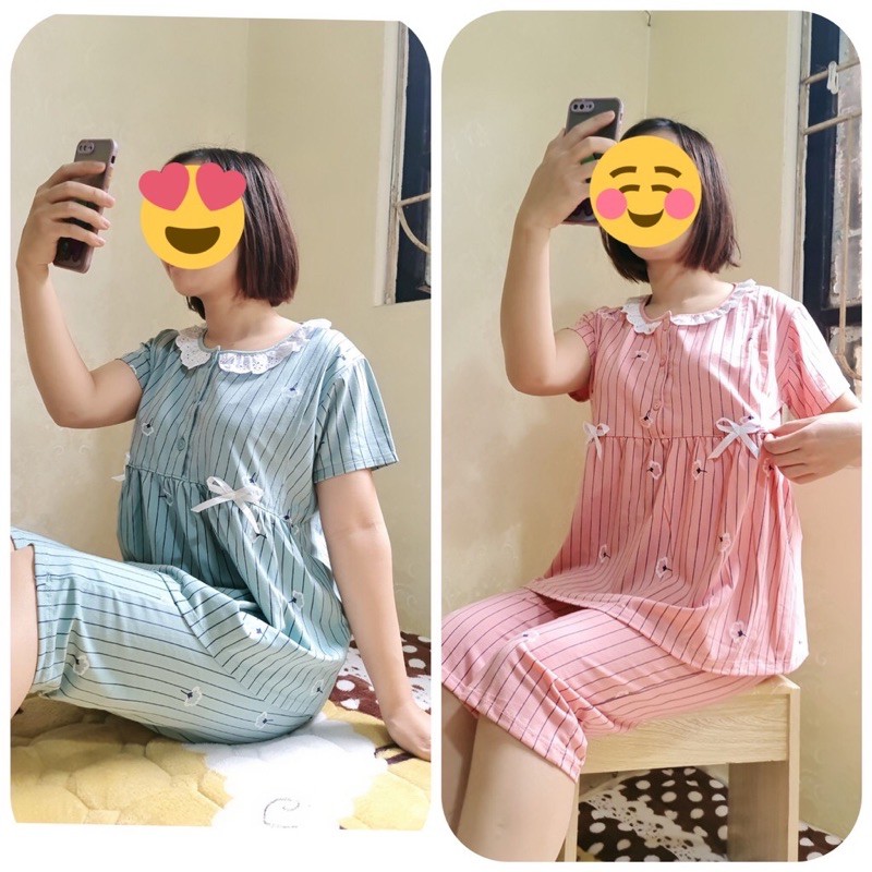 Bộ bầu lửng chất cotton mặc nhà mùa hè siêu mát cao cấp đẹp mịn