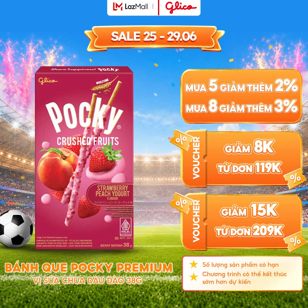 Hộp Lẻ - Bánh Que Pocky Premium Trái Cây Nghiền Vị Sữa Chua Dâu Đào 38g