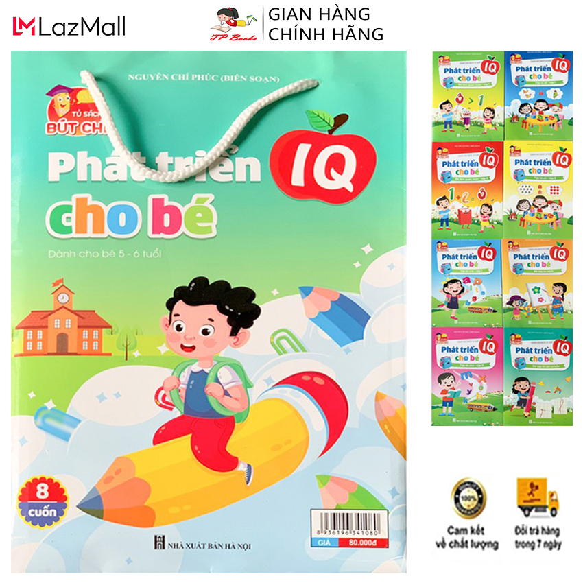 Combo bộ 8 quyển sách phát triển iq cho trẻ em - dành cho bé từ 5 đến 6 tuổi - kèm túi đựng