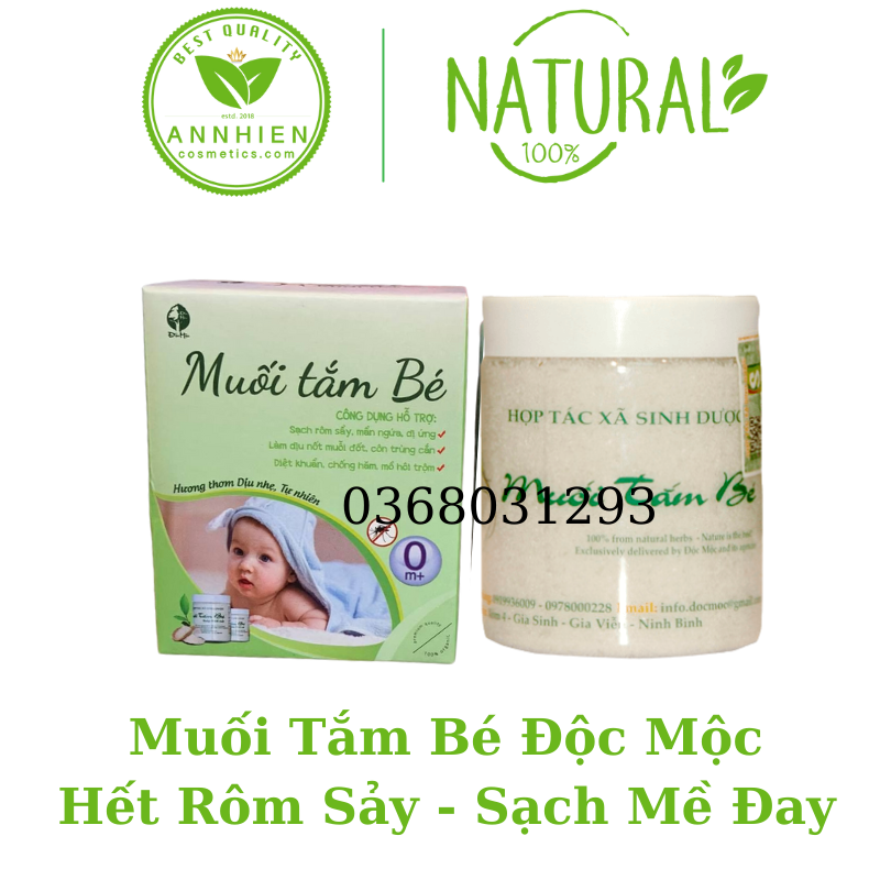 HCM Muối Tắm Bé Độc Mộc 400G - Muối Tắm Bé Sinh Dược Làm Giảm Rôm Sẩy Hăm Tả Cứt Trâu Mẩn Ngứa Mồ Hôi Trộm CHo Bé An Toàn Cho Cả Trẻ Sơ Sinh