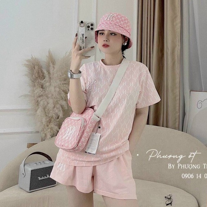 Set áo phông N.Y hoạ tiết quần đùi nữ FREESHIP Áo thun cotton mix quần shorts cá tính AD138