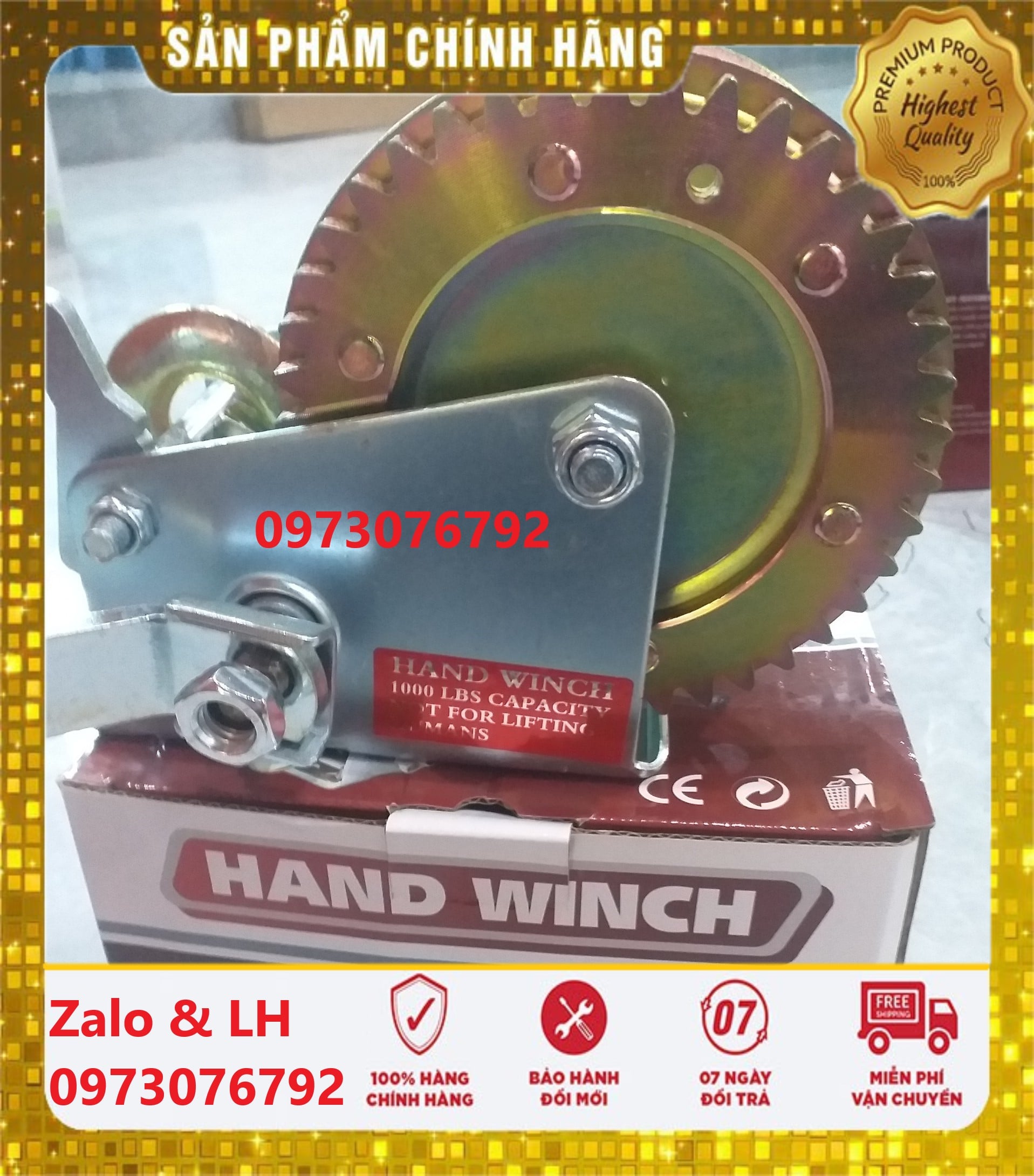 Tời quay tay  trọng tải 300kg (8m dây cáp)