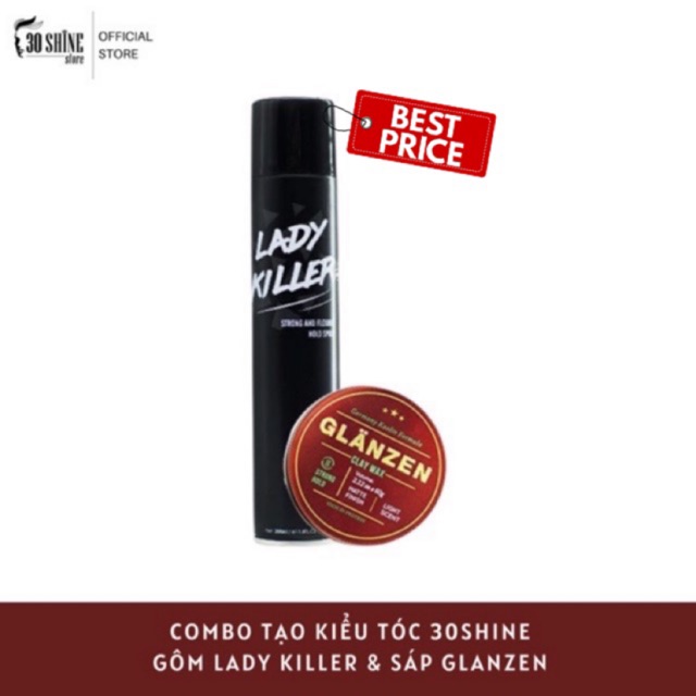 Combo Sáp Glanzen + Gôm Lady Killer tạo kiểu giữ nếp cực chất
