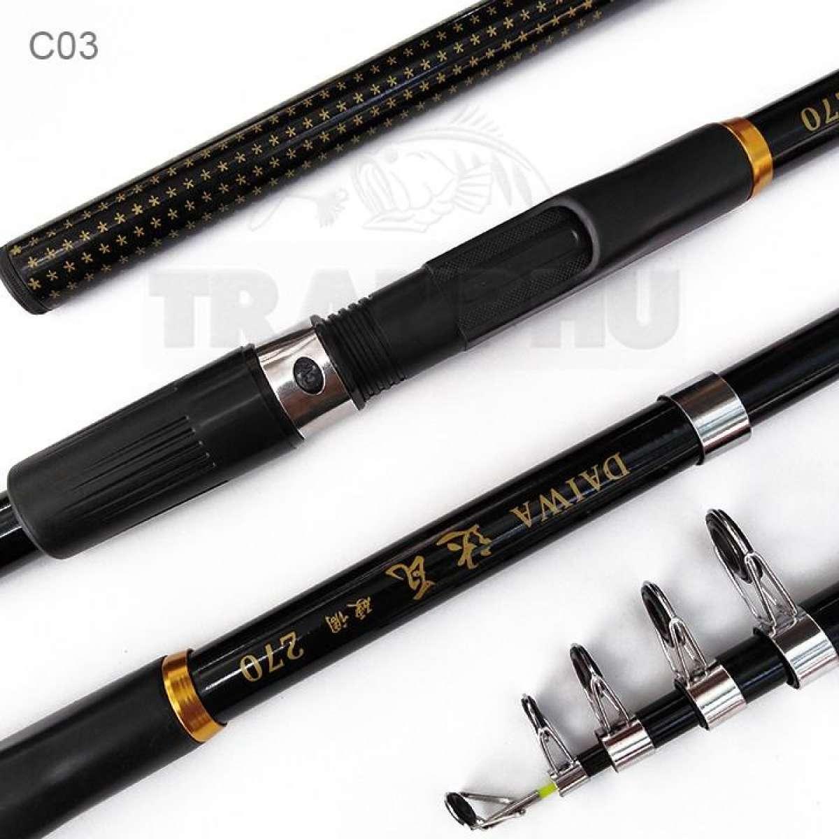 CẦN CÂU MÁY DAIWA MÀU ĐEN C03. Kích thước:2m10-2m40-2m70