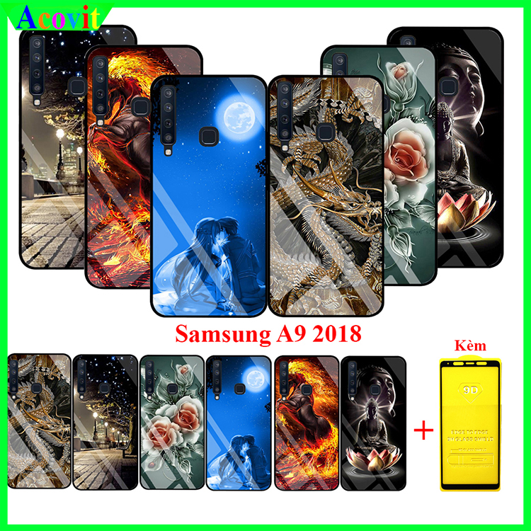 "COMBO Ốp lưng SAMSUNG A9 2018 mặt kính 3D" _Kiểu dáng sang trọng, mặt kính siêu nét chống bẩn, chống bụi_ Hình ảnh sắc nét, Không mờ