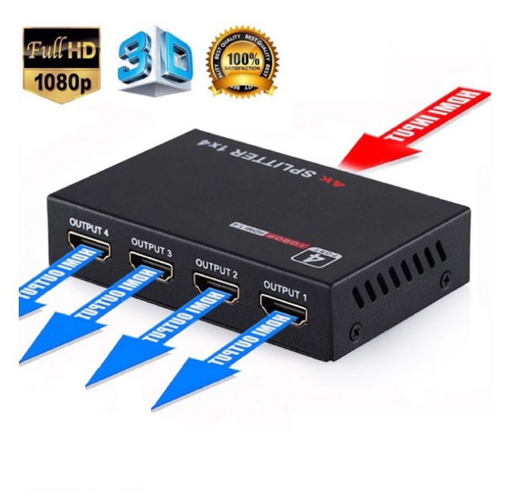 Bộ chia 4 cổng hdmi 1x4-1x2 3d 1080p 4k 1 cổng vào 4 cổng ra