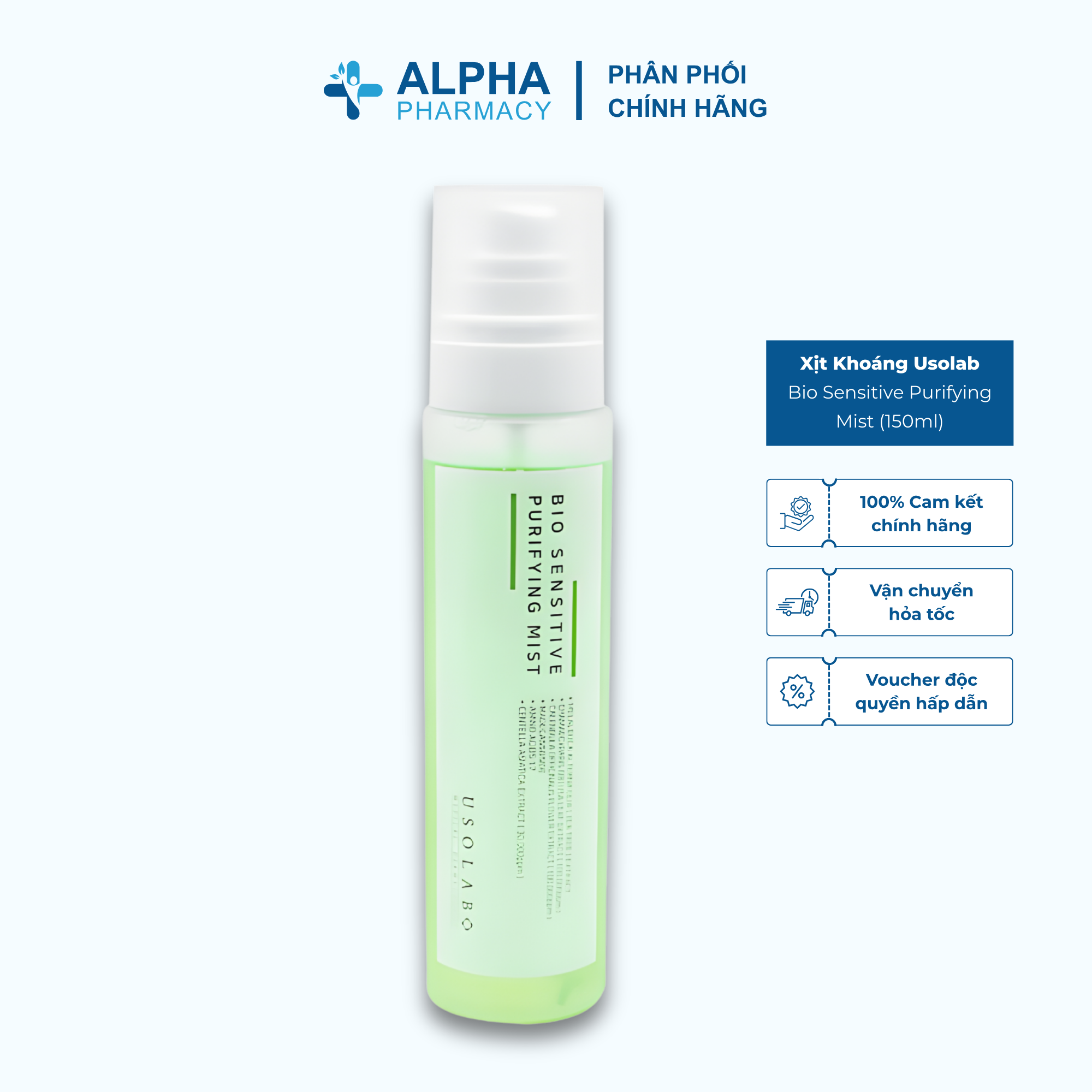 Xịt Khoáng Usolab Bio Sensitive Purifying Mist Trị Mụn & Giảm Kích Ứng – 150ml