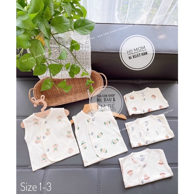 Áo gile cho bé sơ sinh 3-10kg him m hoạ tiết