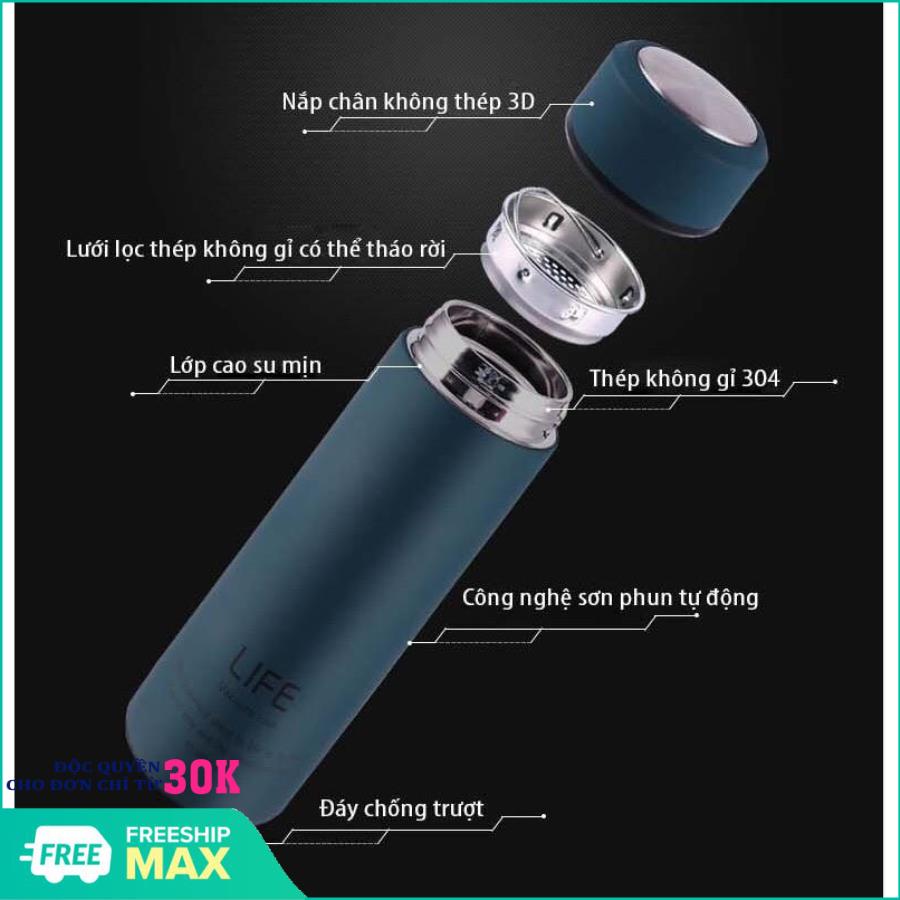 Bộ 2 Bình giữ nhiệt cao cấp bằng inox không gỉ Life BG01- Bình giữ nhiệt lõi chân không kép cao cấp LIFE 450ml