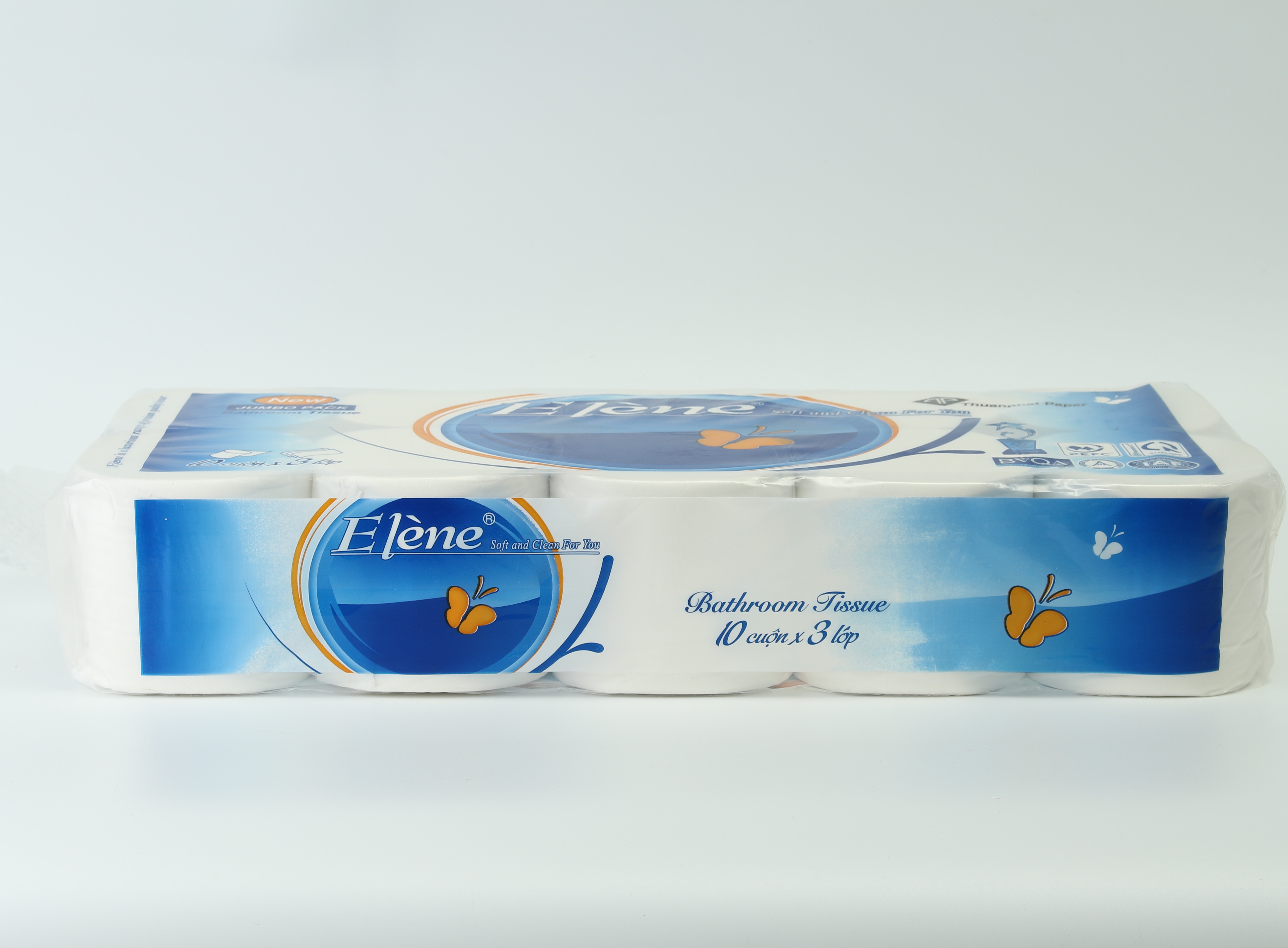 Túi 10 cuộn Giấy vệ sinh Elene xanh cao cấp 3 lớp