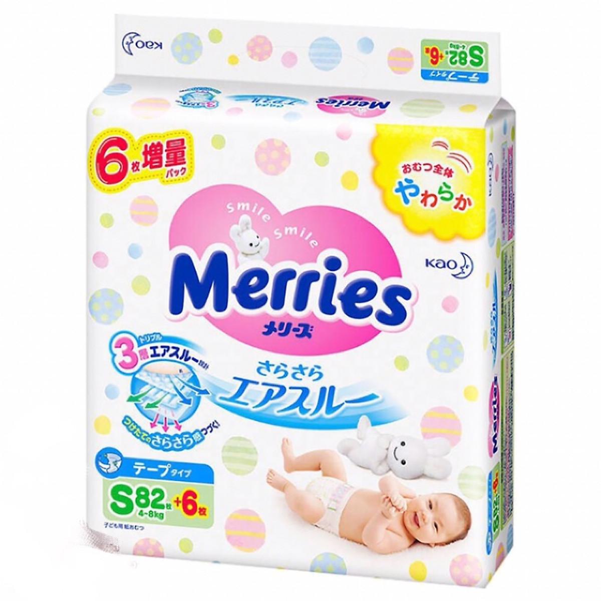 Tã/bỉm dán merries s-82+6