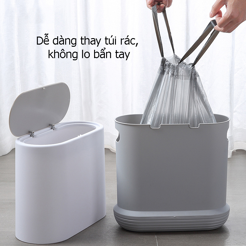 Thùng Đựng Rác Thông Minh Phong Cách Nhật Bản ECOCO - Nắp Nhấn - Kiểu Dáng Sang Trọng, Hiện Đại - Giao Màu Ngẫu Nhiên
