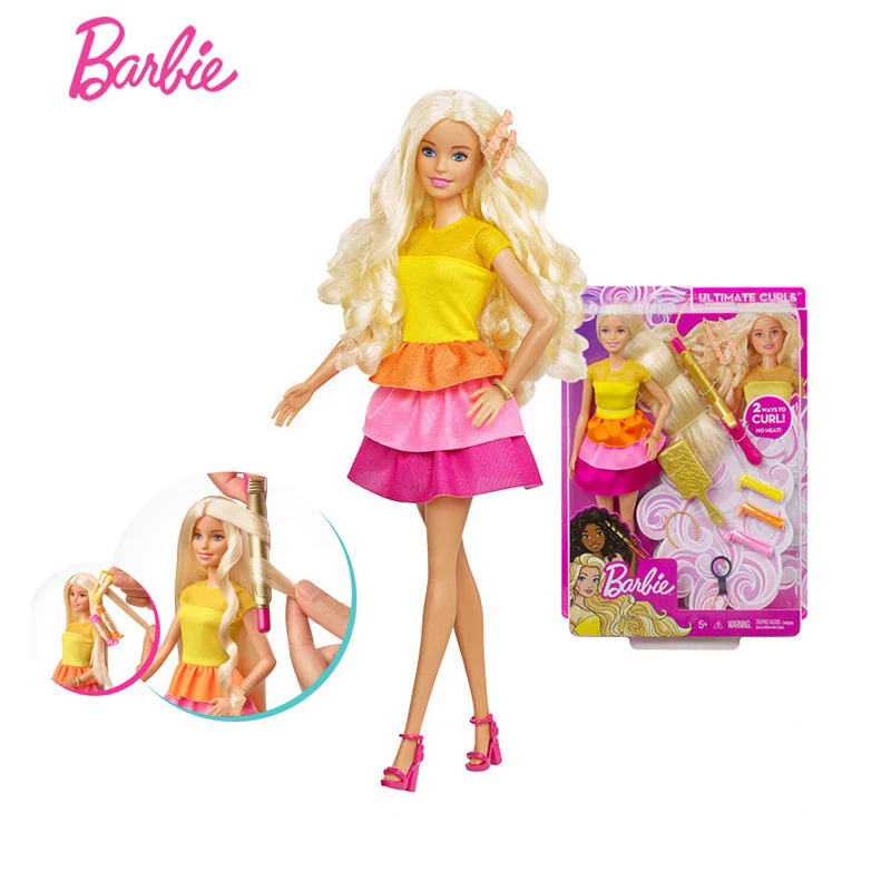Mới Chính Hãng Barbie Búp Bê Tóc Xoăn Thiết Kế Thiết Lập Cuối Cùng Tóc
