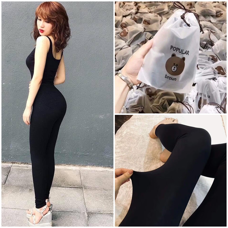 Quần legging nữ dài - Quần tập gym nữ lưng cao - Quần gấu siêu co giãn 4 chiều bó sát màu đen