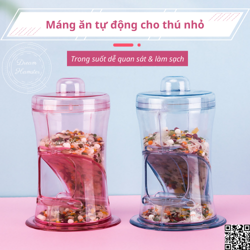 Bộ đổ hạt/chén ăn tự động trong suốt Boer cho hamster