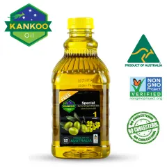 Dầu Oliu Hạt Cải Extra Virgin Olive Oil with Canola Oil hãng Kankoo nhập khẩu chính hãng từ Úc - Chai 1 lít - dùng cho các món trộn salad, chiên, xào, an toàn cho sức khỏe cả gia đình