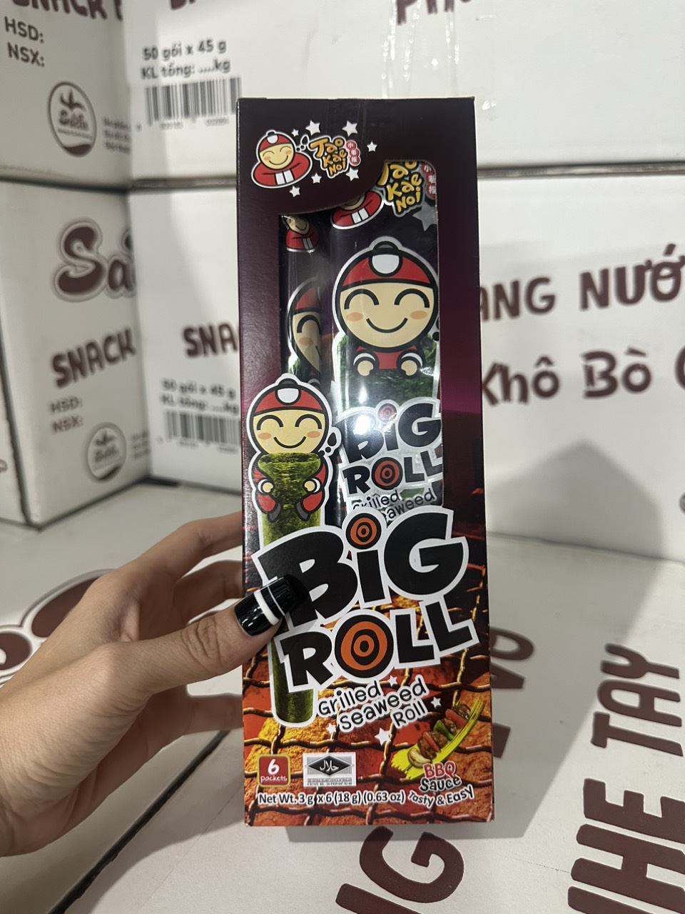 Snack rong biển taokaenoi big roll 3g vị bbq