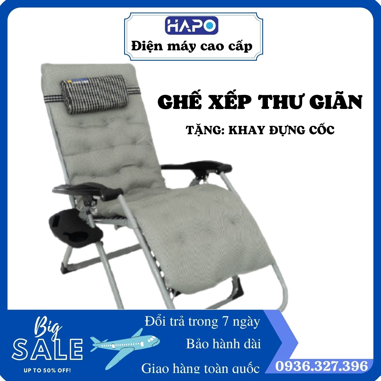 Ghế xếp thư giãn cao cấp Hapo | ghế văn phòng gấp gọn | thư giãn giảm stress | ghế lười | đọc sách | ghế văn phòng