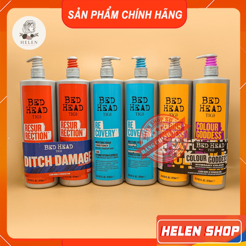 Cặp dầu gội xả tigi 970ml*2 mẫu mới dung tích khủng tigi bed head phục hồi tóc hư tổn | hàng chính hãng