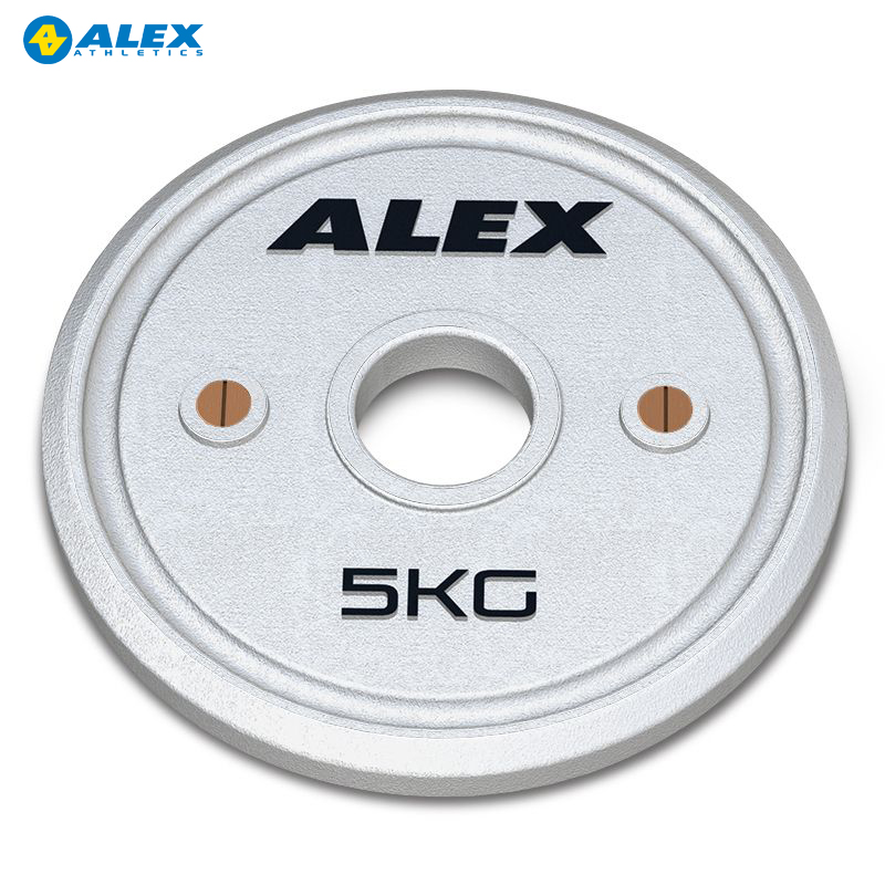 Bộ 2 Tạ Đĩa Hiệu Chỉnh OLYMPIC Calibrated Plate 5kg ALEX Cao Cấp, Gang Nguyên Khối Sơn Tĩnh Điện Tập Thể Hình, Gym