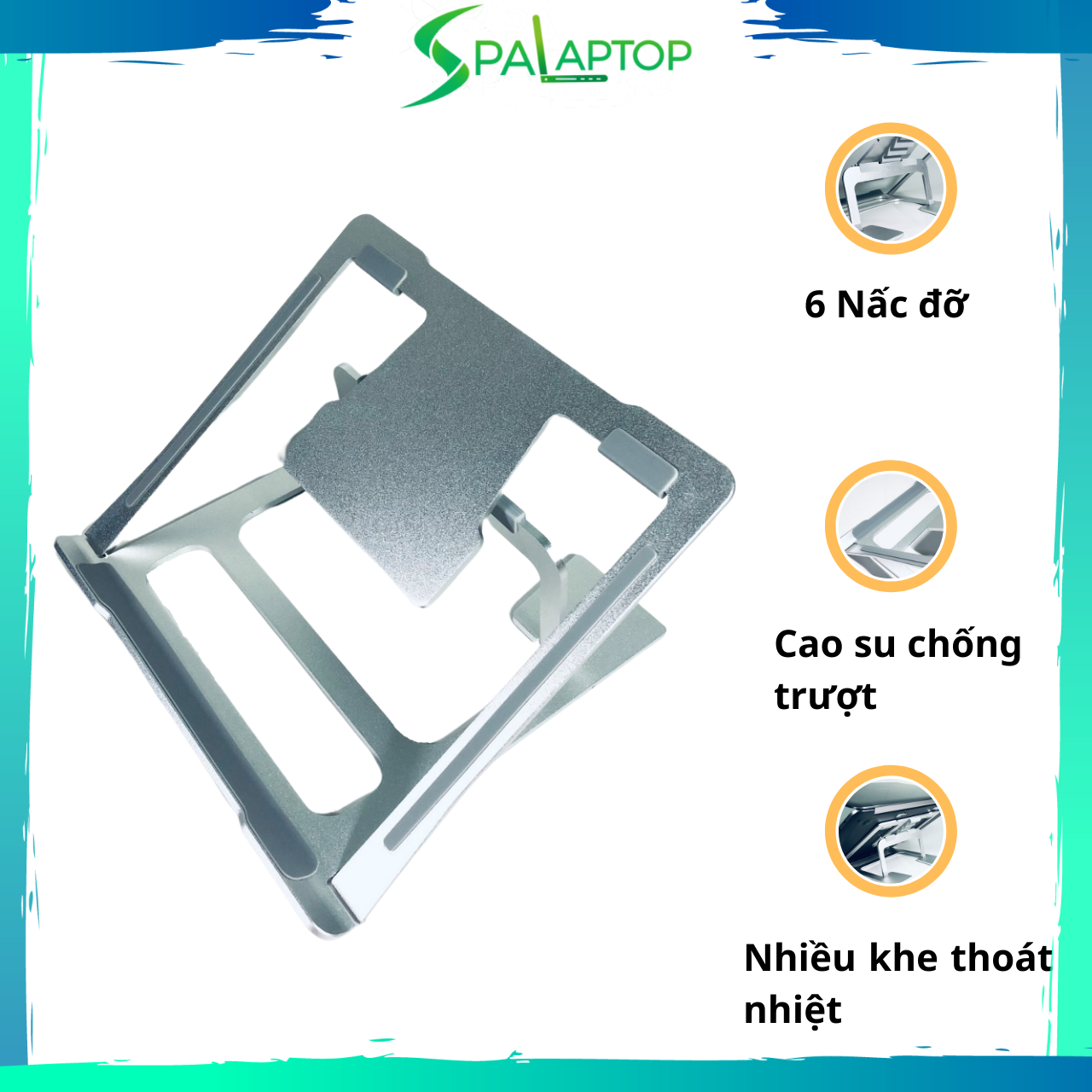 Giá đỡ Laptop, Mac 6 nấc điều chỉnh nhôm dày cao cấp có thể xếp gọn siêu mỏng - Spa Laptop