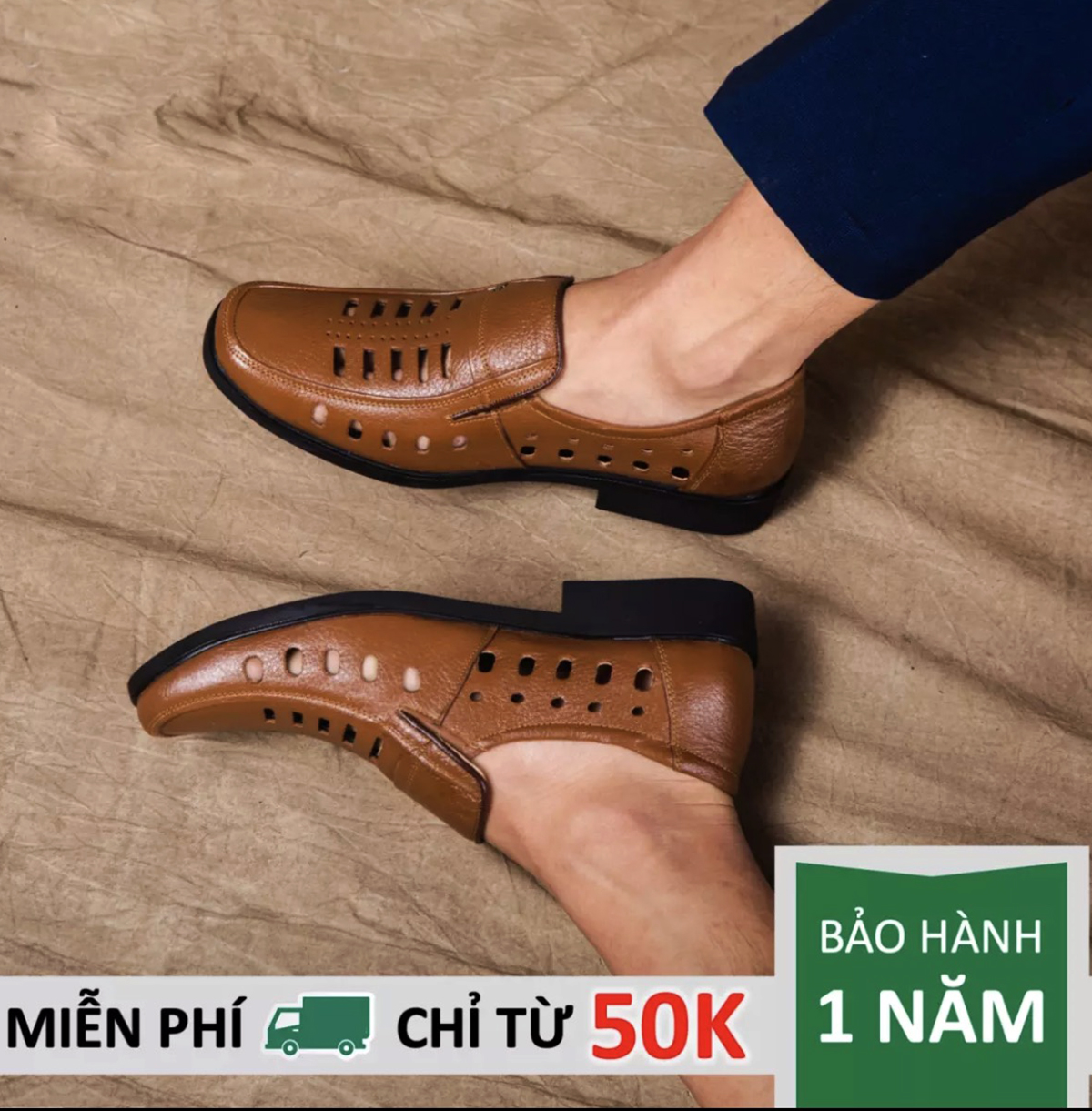 giày rọ nam da bò thoáng khí - h15k