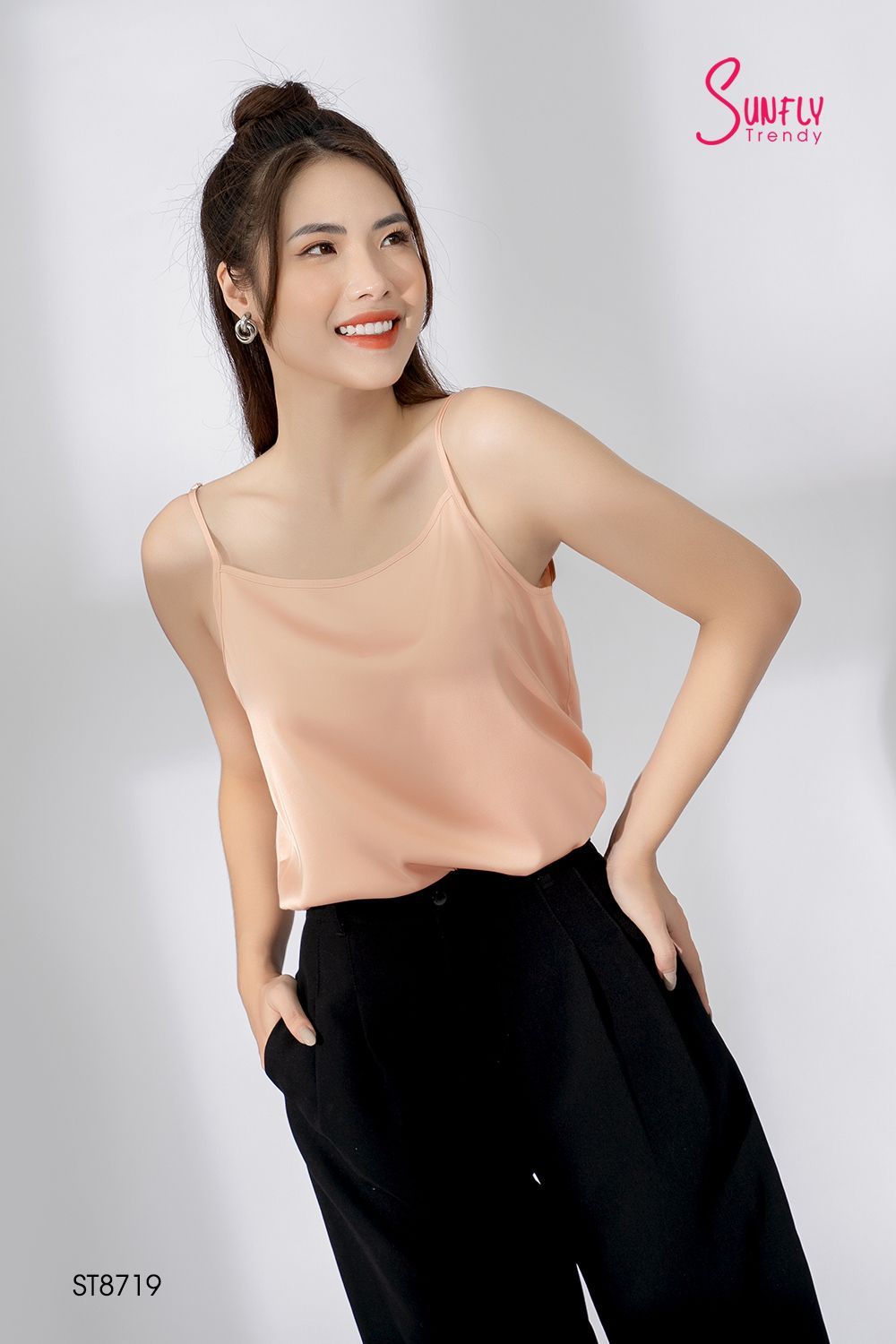 St8719 áo hai dây lụa
