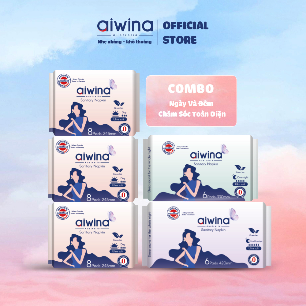 Aiwina set of 3 + 1 + 1 super absorbent smooth care during the day and