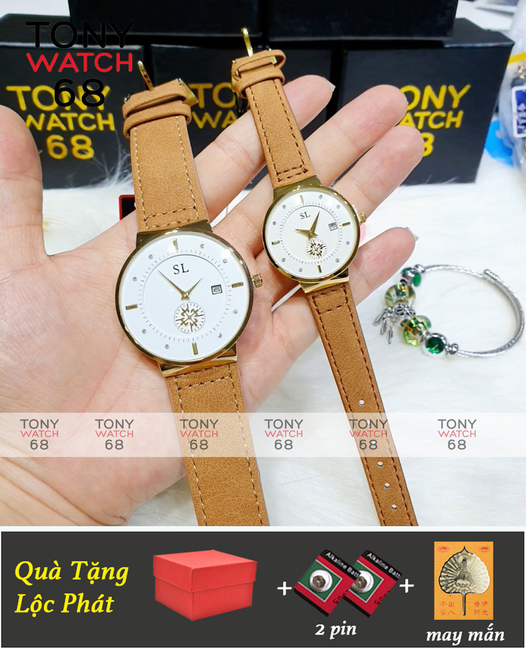 ĐỒNG HỒ ĐÔI CẶP NAM NỮ SL THIẾT KẾ MỚI GIÁ 1 ĐÔI DÂY DA MÁY NHẬT SIÊU BỀN BẢO HÀNH 1 NĂM KÍNH CHỐNG TRẦY, CHỐNG NƯỚC TẶNG KÈM 2 PIN, LÁ BỒ ĐỀ TRỊ GIÁ 100K