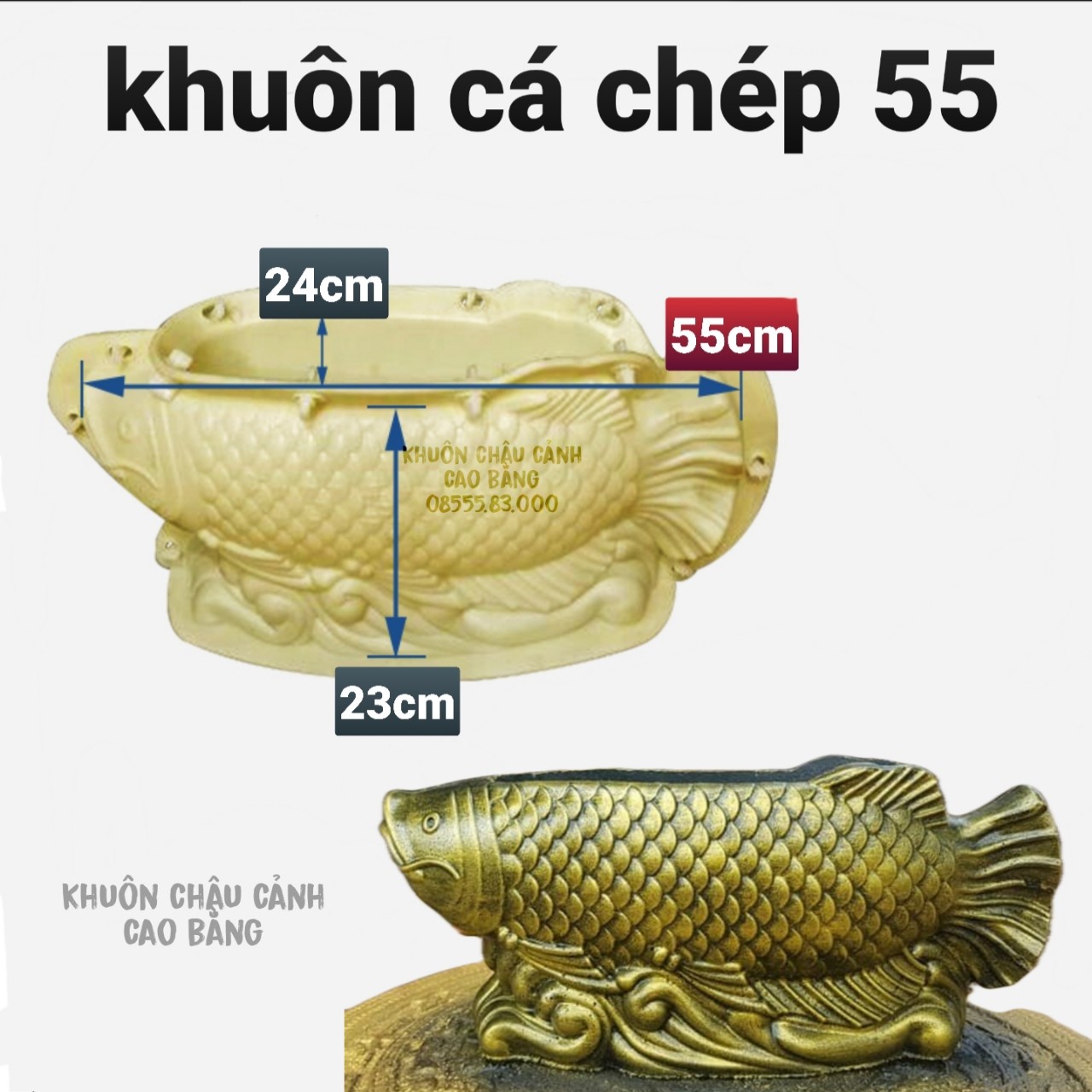 khuôn đúc chậu cảnh hình cá chép 55( khuôn nhựa ABS nguyên sinh siêu bền )