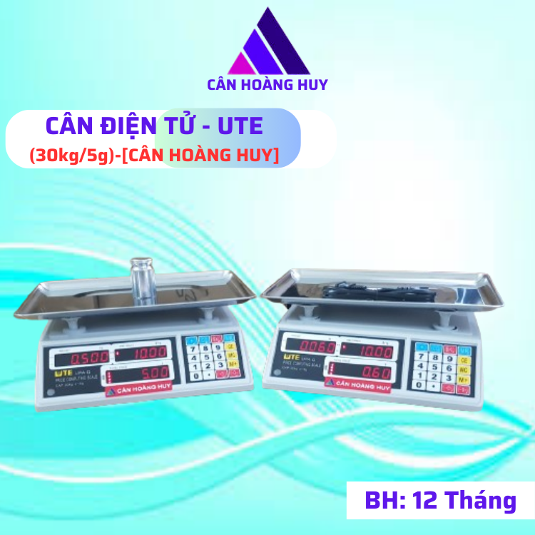 Cân tính tiền điện tử UTE ( 30kg/5g ) màn hình LED 2 mặt,bán hàng siêu thị tạp hóa...CÂN HOÀNG HUY