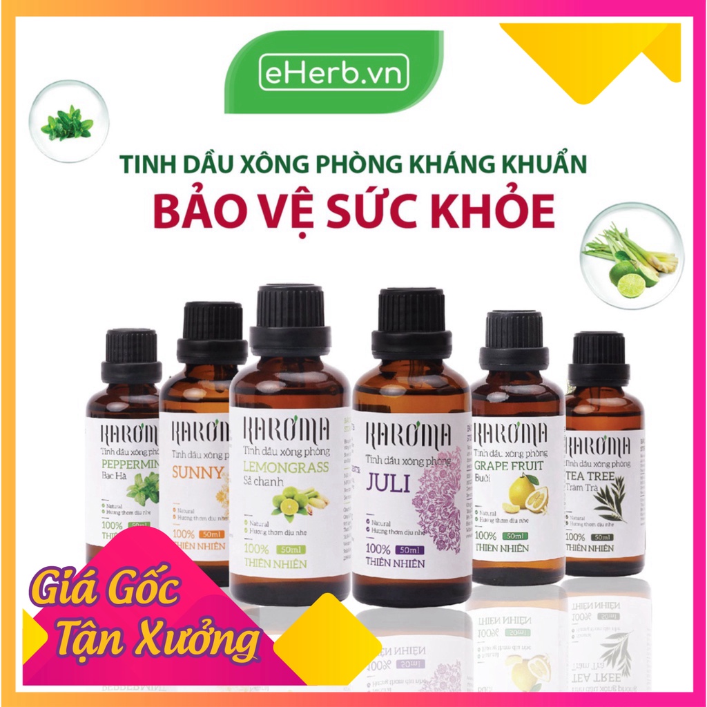 Tinh Dầu Thơm Phòng Ngủ, Tinh Dầu Thiên Nhiên Nguyên Chất Kháng Khuẩn, Đuổi Muỗi, Khử Mùi KAROMA 50ml - 100ml (Chai)