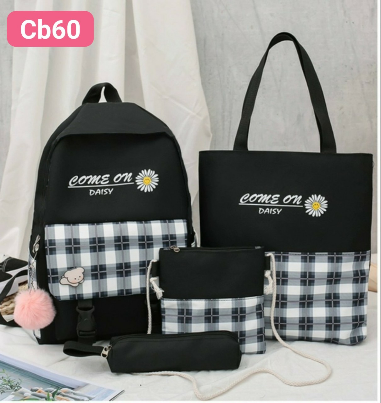 Set balo nữ caro cá tính dễ thương cb60