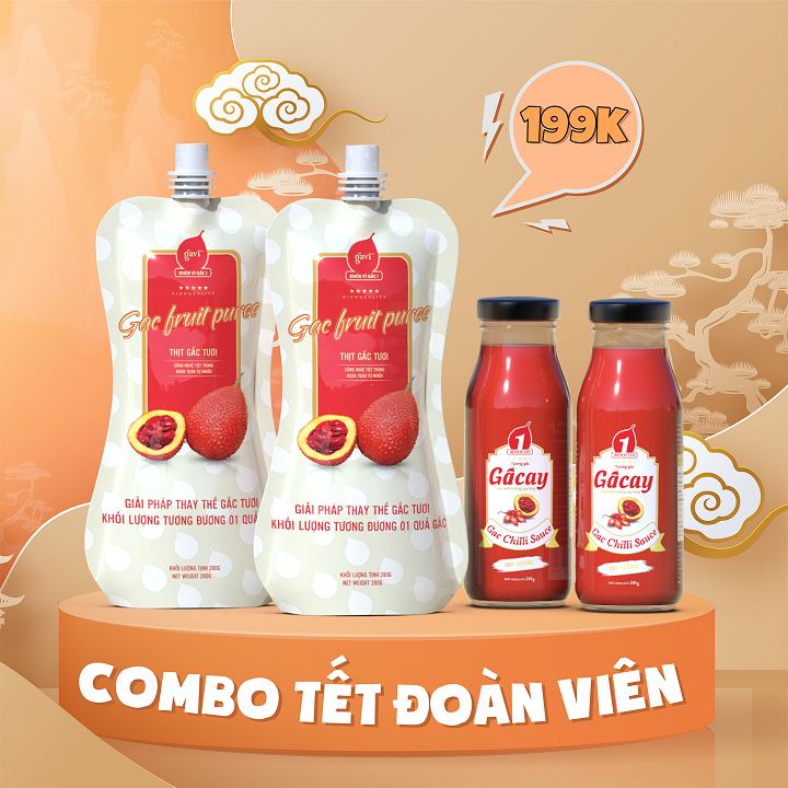 [COMBO ĐOÀN VIÊN] 2 túi gấc tươi, 2 chai tuong GACAY, cải thiện thị lực, tăng sức đề kháng