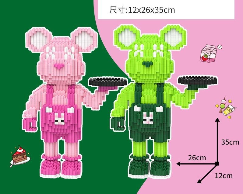 Combo Bộ lắp ghép Lego 2 Gấu bạo lực Bearbrick size Lớn 35cm
