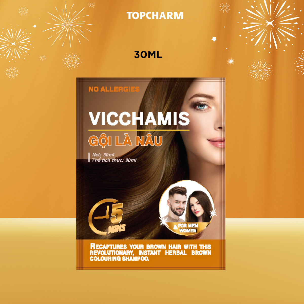 Dầu Gội Phủ Bạc VICCHAMIS Nâu Hạt Dẻ Dưỡng Tóc Mềm