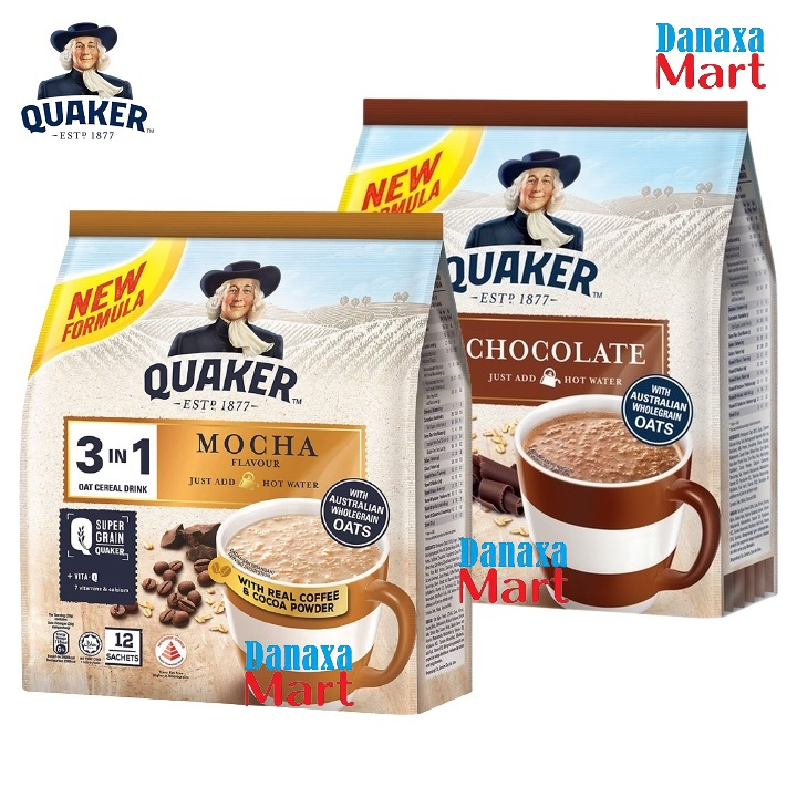 Combo 2 Gói Thức Uống Yến Mạch Quaker 3in1 Vị Chocolate và Vị Mocha Cafe