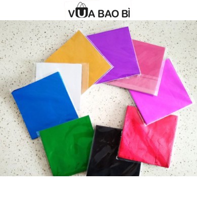 100 giấy bạc bọc socola, kẹo 10x10cm, giấy gói kẹo, socola nhiều màu