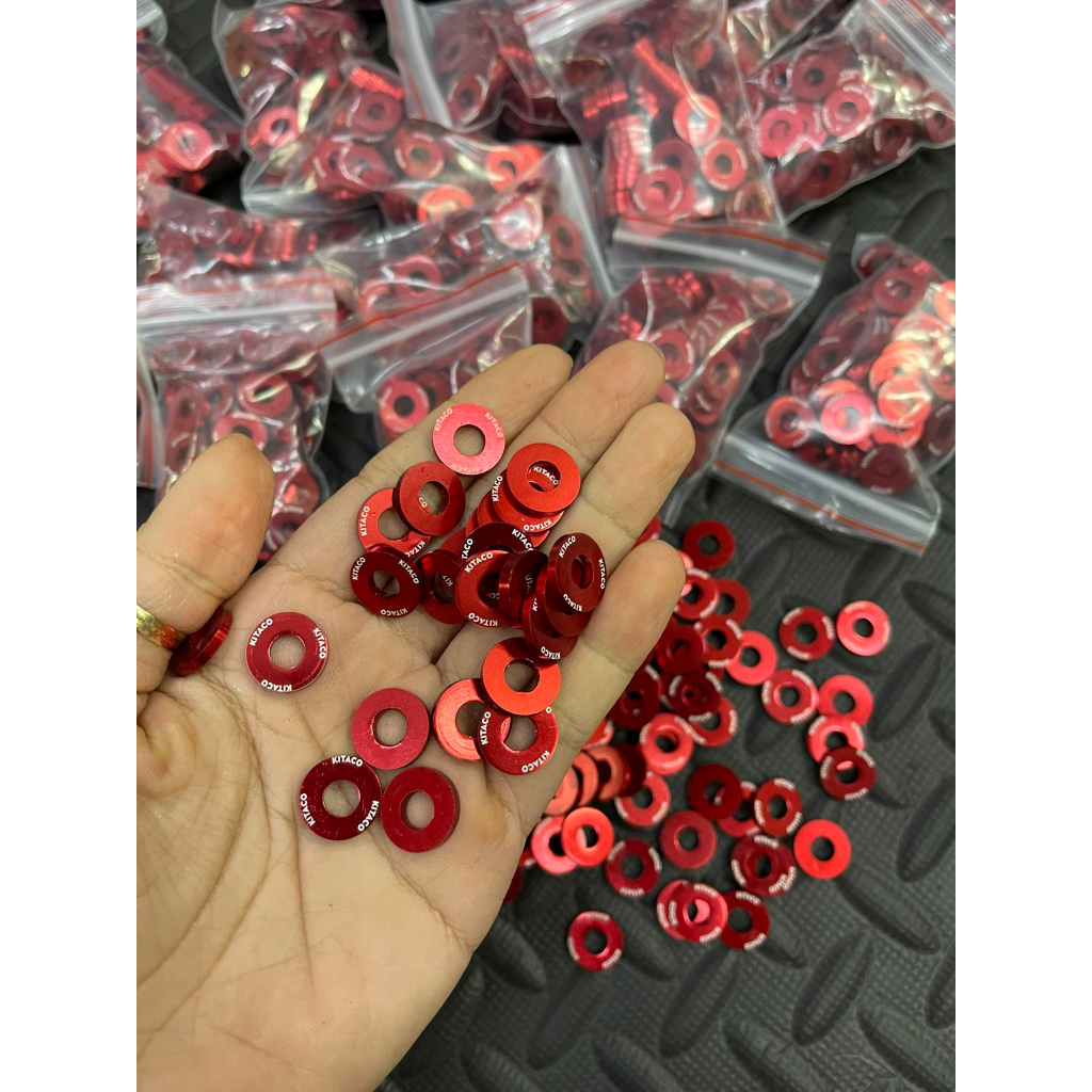 Long đền lóc máy Kitaco , lông đền nhôm 6ly lốc máy màu đỏ