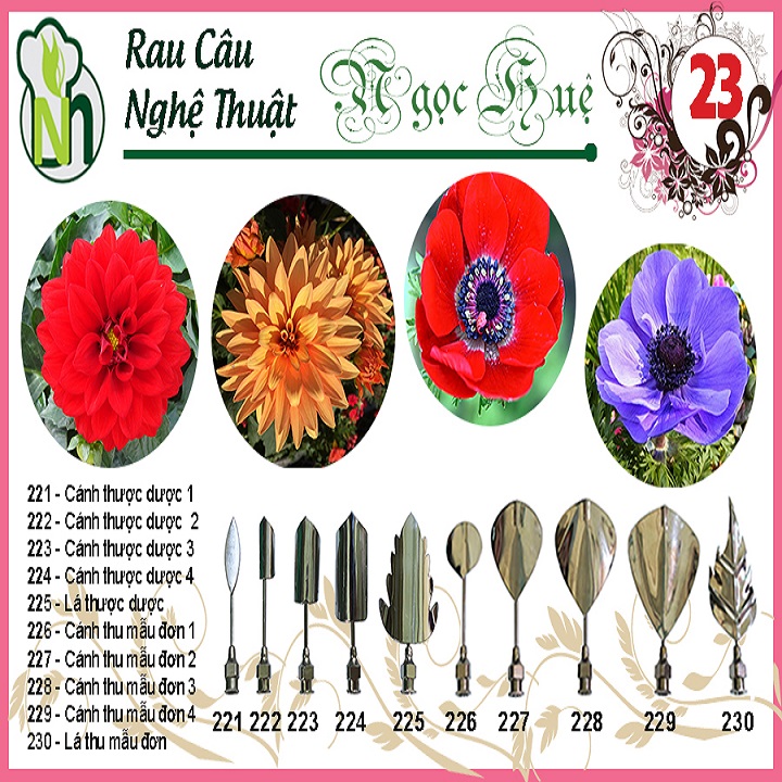 [hcm]kim rau câu 3d ngọc huệ (bộ số 23 - các loại thược dược các loại thu mẫu đơn)