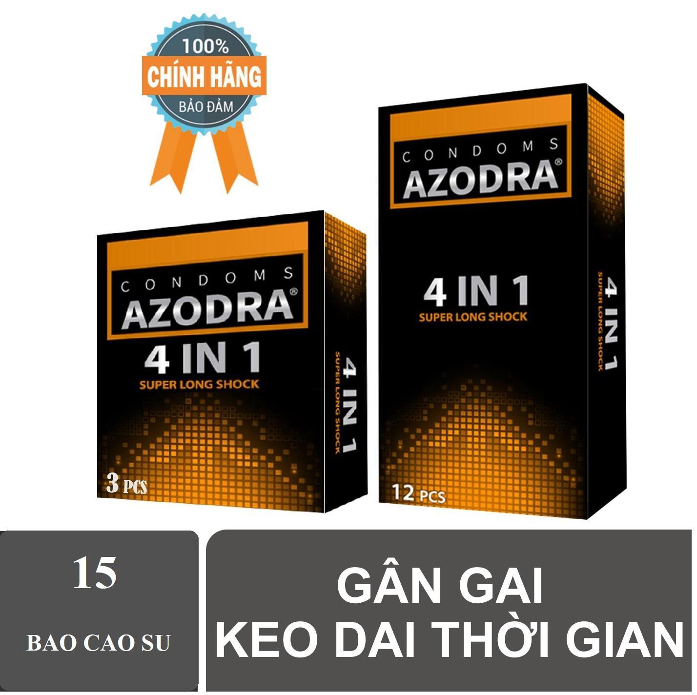 Bộ 2 hộp bao cao su gân gai ,kéo dài thời gian Azodra 12c + Azodra3c