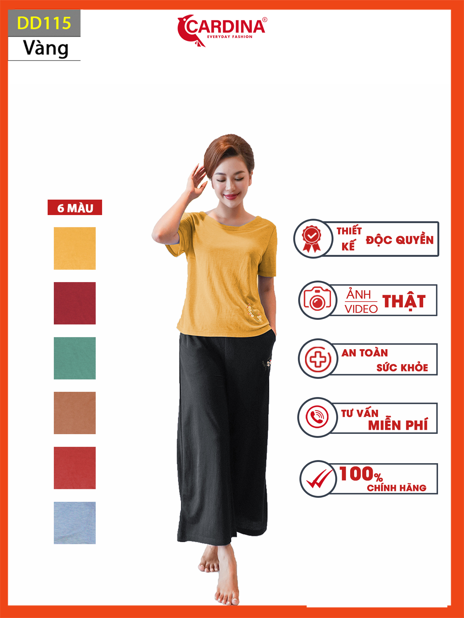 Đồ bộ nữ 𝐂𝐀𝐑𝐃𝐈𝐍𝐀 chất cotton nhật mềm mại dáng ống sớ rộng rãi thoải mái dd1