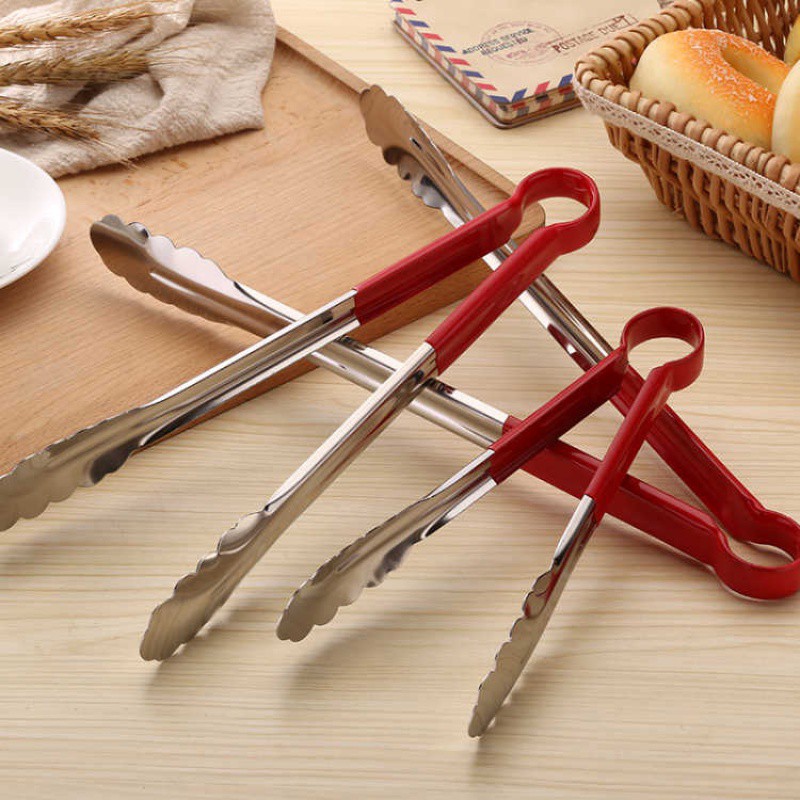 KẸP GẮP ĐỒ ĂN,ĐỒ NƯỚNG,CHIÊN RÁN (INOX 304 CÁN ĐỎ NHỰA CHỐNG NÓNG CAO CẤP)