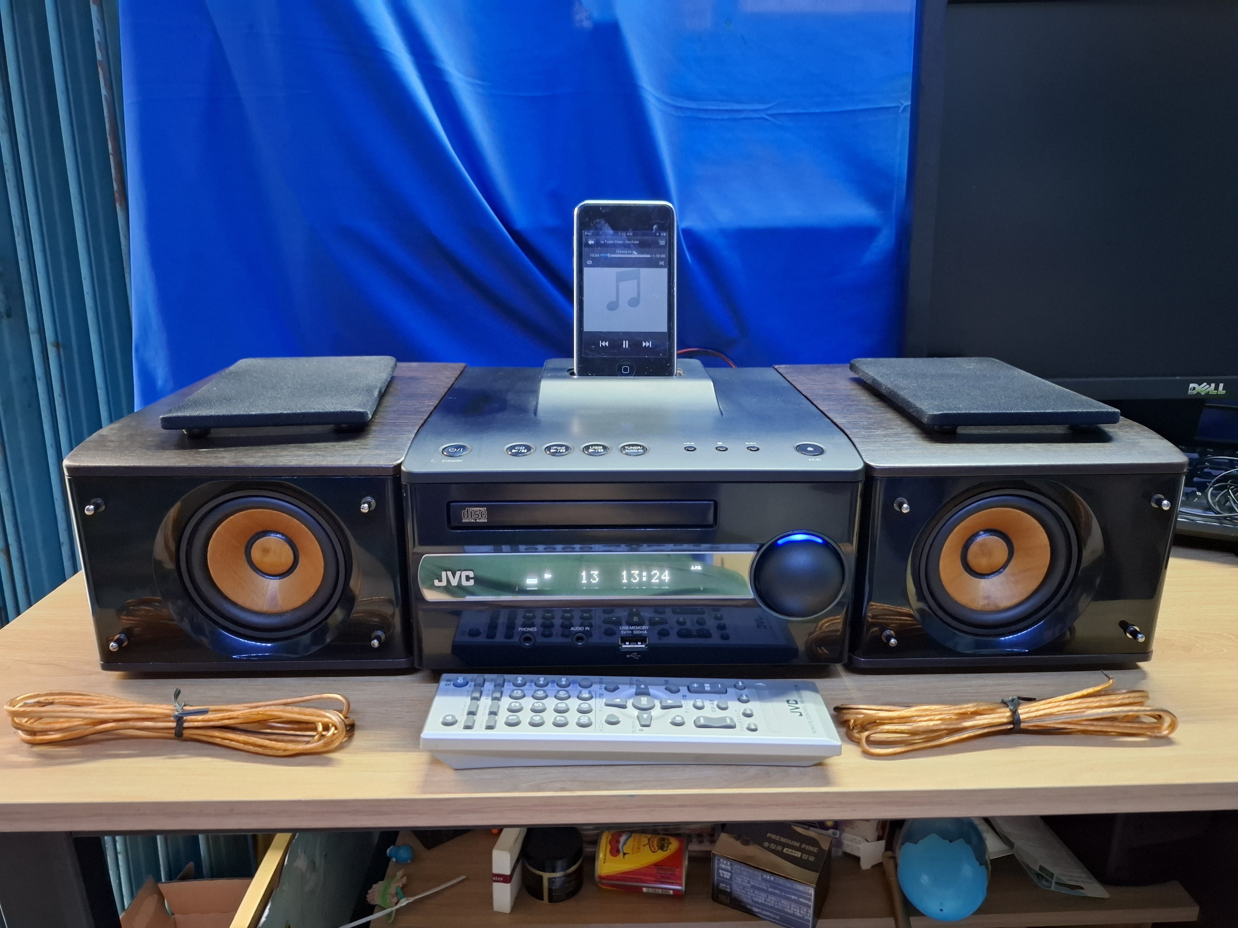 Dàn mini JVC EX S1, loa màng gỗ cho chất âm tuyệt vời, hàng ship nhật, hoạt động tốt CD, USB, audio 